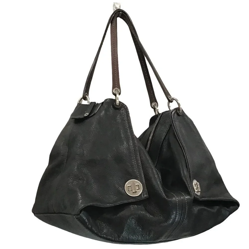 Black Leather Shoulder Bag, Tentazione Due, Made in Italy - Picture 2 of 9